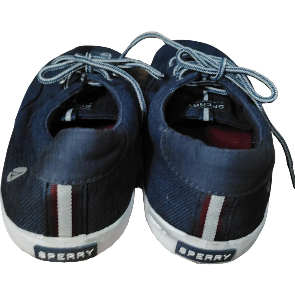 Sperry Washable‎ Memory Foam Blue Canvas Lace Up Boat Sneakers Size 7M